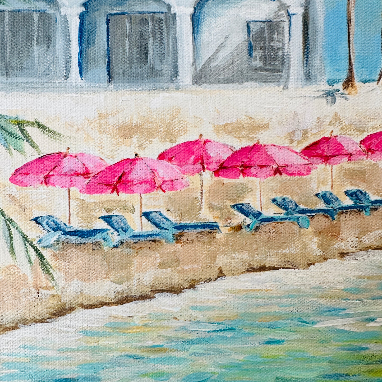 Pink Umbrella Cove - Original Acrylic Painting