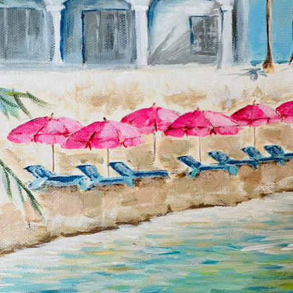 Pink Umbrella Cove - Original Acrylic Painting