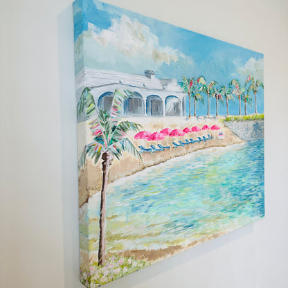 Pink Umbrella Cove - Original Acrylic Painting