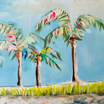 Pink Umbrella Cove - Original Acrylic Painting