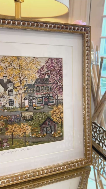 Harvest Village | Original Acrylic Painting – Framed