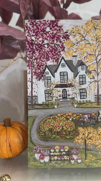 "Harvest Village" Framed Canvas Print